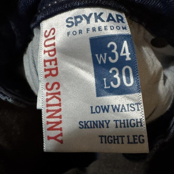 Spykar Jeans Mens 34x30 Blue Super Skinny Low Waist Stretch Denim Tight Leg - Picture 5 of 12